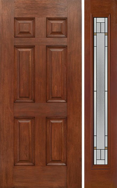 WDMA 42x80 Door (3ft6in by 6ft8in) Exterior Mahogany Six Panel Single Entry Door Sidelight Full Lite TP Glass 1