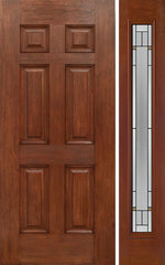 WDMA 42x80 Door (3ft6in by 6ft8in) Exterior Mahogany Six Panel Single Entry Door Sidelight Full Lite TP Glass 1
