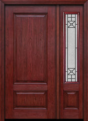 WDMA 42x80 Door (3ft6in by 6ft8in) Exterior Cherry Two Panel Single Entry Door Sidelight Courtyard Glass 1