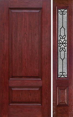 WDMA 42x80 Door (3ft6in by 6ft8in) Exterior Cherry Two Panel Single Entry Door Sidelight MD Glass 1