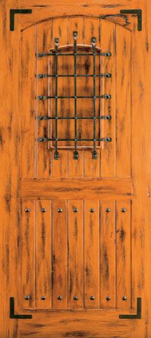 WDMA 42x80 Door (3ft6in by 6ft8in) Exterior Knotty Alder Single Door 2 Panel Speakeasy Straps 1