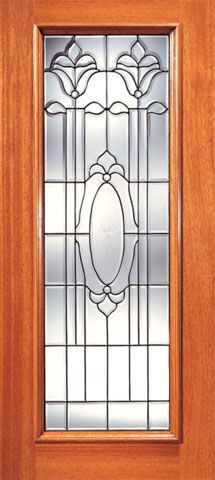 WDMA 42x80 Door (3ft6in by 6ft8in) Exterior Mahogany Full Lite Twin Flower Design Glass Single Door 1