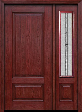 WDMA 42x80 Door (3ft6in by 6ft8in) Exterior Cherry Two Panel Single Entry Door Sidelight Waterside Glass 1