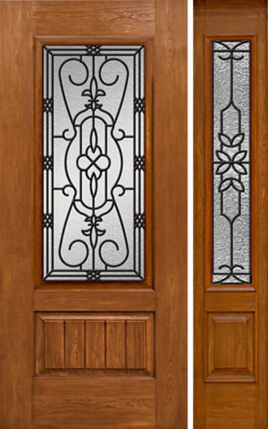 WDMA 42x80 Door (3ft6in by 6ft8in) Exterior Cherry Plank Panel 3/4 Lite Single Entry Door Sidelight 3/4 Lite w/ MD Glass 1