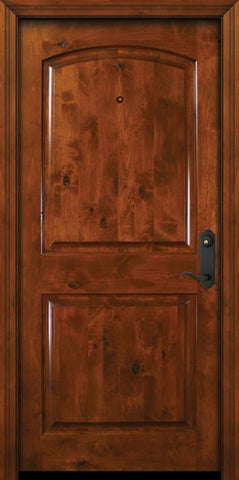 WDMA 42x80 Door (3ft6in by 6ft8in) Exterior Knotty Alder 42in x 80in Arch 2 Panel Estancia Alder Door 2