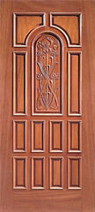 WDMA 42x96 Door (3ft6in by 8ft) Exterior Mahogany Single Door Center Arch Hand Carved Panels in  1