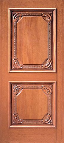 WDMA 42x96 Door (3ft6in by 8ft) Exterior Mahogany Single Door Hand Carved 2-Panel in  1