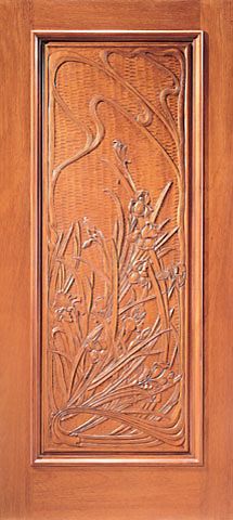 WDMA 42x96 Door (3ft6in by 8ft) Exterior Mahogany Single Door Hand Carved 1-Panel in  1