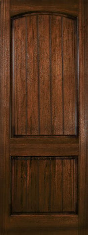 WDMA 42x96 Door (3ft6in by 8ft) Exterior Mahogany 42in x 96in Arch 2 Panel V-Grooved DoorCraft Door 1
