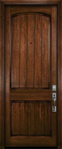 WDMA 42x96 Door (3ft6in by 8ft) Exterior Mahogany 42in x 96in Arch 2 Panel V-Grooved DoorCraft Door 2