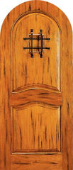 WDMA 42x96 Door (3ft6in by 8ft) Exterior Tropical Hardwood RA-425 Speakeasy Round Top Raised 2-Panel Rustic Hardwood Entry Single Door 1