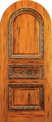 WDMA 42x96 Door (3ft6in by 8ft) Exterior Tropical Hardwood RA-470 Round Top Raised Carved 3-Panel Rustic Hardwood Entry Single Door 1