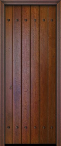 WDMA 42x96 Door (3ft6in by 8ft) Exterior Swing Mahogany 42in x 96in Square Top Plank Portobello Door with Clavos 1