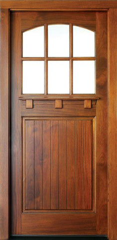 WDMA 42x96 Door (3ft6in by 8ft) Exterior Swing Mahogany Craftsman Linville 6 Lite Single Door 1