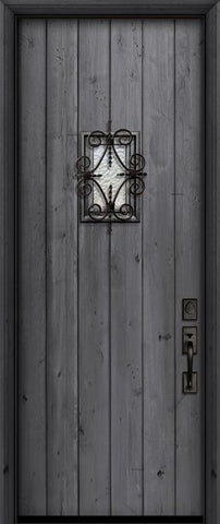 WDMA 42x96 Door (3ft6in by 8ft) Exterior Swing Mahogany 42in x 96in Square Top Plank Estancia Alder Door with Speakeasy 1