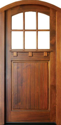 WDMA 42x96 Door (3ft6in by 8ft) Exterior Swing Mahogany Craftsman Linville 6 Lite Single Door/Arch Top 1