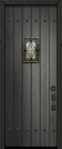 WDMA 42x96 Door (3ft6in by 8ft) Exterior Swing Mahogany 42in x 96in Square Top Plank Portobello Door with Speakeasy / Clavos 1