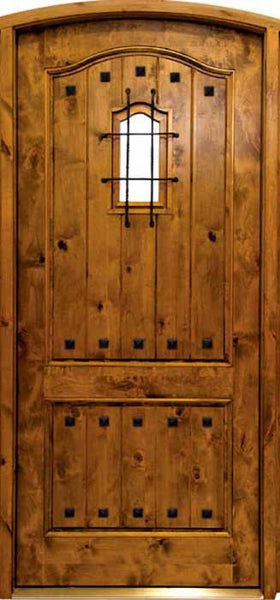 WDMA 42x96 Door (3ft6in by 8ft) Exterior Swing Knotty Alder Kenmure Single Door/Arch Top w Speakeasy 2-1/4 Thick 1