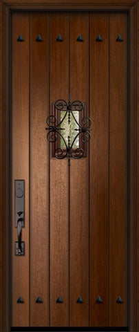 WDMA 42x96 Door (3ft6in by 8ft) Exterior Mahogany 42in x 96in Plank Door with Speakeasy / Clavos 1