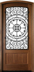WDMA 42x96 Door (3ft6in by 8ft) Exterior Swing Mahogany Trinity Single Door/Arch Top w Iron #1 2-1/4 Thick 1