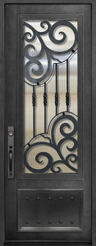 WDMA 42x96 Door (3ft6in by 8ft) Exterior 42in x 96in Barcelona 3/4 Lite Single Wrought Iron Entry Door 1