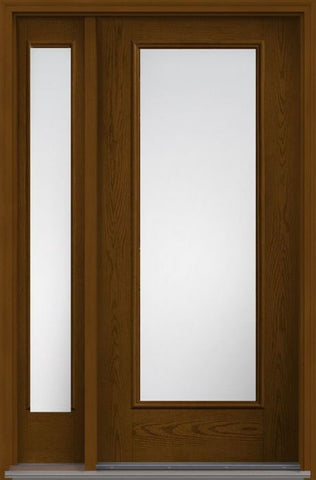 WDMA 44x80 Door (3ft8in by 6ft8in) Patio Oak Clear Full Lite W/ Stile Lines Fiberglass Exterior Door 1 Side 1