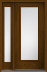 WDMA 44x80 Door (3ft8in by 6ft8in) Patio Oak Clear Full Lite W/ Stile Lines Fiberglass Exterior Door 1 Side 1