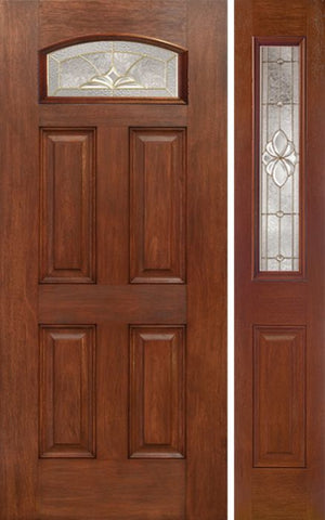 WDMA 44x80 Door (3ft8in by 6ft8in) Exterior Mahogany Camber Top Single Entry Door Sidelight HM Glass 1
