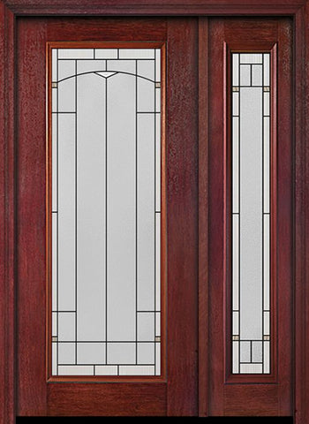 WDMA 44x80 Door (3ft8in by 6ft8in) Exterior Cherry Full Lite Single Entry Door Sidelight Topaz Glass 1