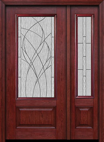 WDMA 44x80 Door (3ft8in by 6ft8in) Exterior Cherry 3/4 Lite 1 Panel Single Entry Door Sidelight Waterside Glass 1