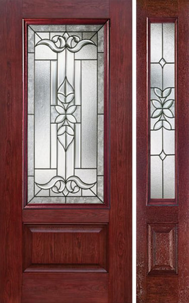 WDMA 44x80 Door (3ft8in by 6ft8in) Exterior Cherry 3/4 Lite 1 Panel Single Entry Door Sidelight CD Glass 1