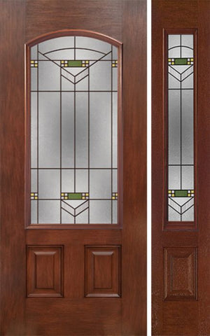 WDMA 44x80 Door (3ft8in by 6ft8in) Exterior Mahogany Camber 3/4 Lite Single Entry Door Sidelight GR Glass 1