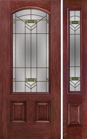 WDMA 44x80 Door (3ft8in by 6ft8in) Exterior Cherry Camber 3/4 Lite Two Panel Single Entry Door Sidelight GR Glass 1