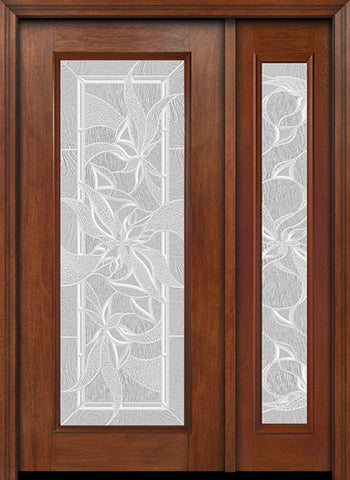 WDMA 44x80 Door (3ft8in by 6ft8in) Exterior Mahogany Full Lite Single Entry Door Sidelight Impressions Glass 1