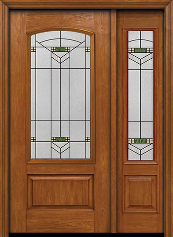 WDMA 44x80 Door (3ft8in by 6ft8in) Exterior Cherry Camber 3/4 Lite Single Entry Door Sidelight Greenfield Glass 1