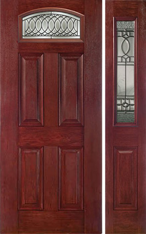 WDMA 44x80 Door (3ft8in by 6ft8in) Exterior Cherry Camber Top Single Entry Door Sidelight PS Glass 1