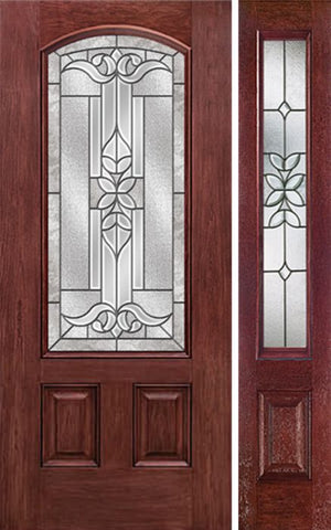 WDMA 44x80 Door (3ft8in by 6ft8in) Exterior Cherry Camber 3/4 Lite Two Panel Single Entry Door Sidelight CD Glass 1