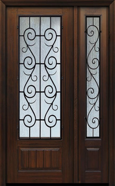 WDMA 44x96 Door (3ft8in by 8ft) Exterior Cherry IMPACT | 96in 1 Panel 3/4 Lite St Charles Door /1side 1