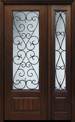 WDMA 44x96 Door (3ft8in by 8ft) Exterior Cherry 96in 1 Panel 3/4 Lite Palermo / Walnut Door /1side 1