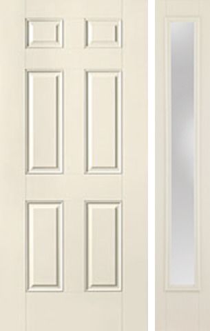 WDMA 46x80 Door (3ft10in by 6ft8in) Exterior Smooth 6 Panel Star Door 1 Side Clear 1