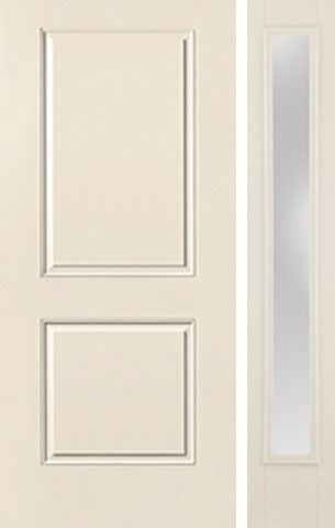 WDMA 46x80 Door (3ft10in by 6ft8in) Exterior Smooth 2 Panel Square Top Star Door 1 Side Clear 1