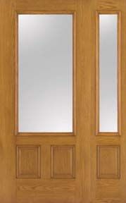 WDMA 46x80 Door (3ft10in by 6ft8in) Patio Oak Fiberglass Impact French Door 3/4 Lite Clear 6ft8in 1 Sidelight 1