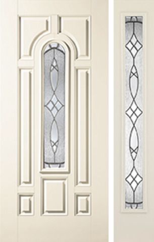 WDMA 46x80 Door (3ft10in by 6ft8in) Exterior Smooth Blackstone Center Arch Lite 7 Panel Star Door 1 Side 5 Lite 1