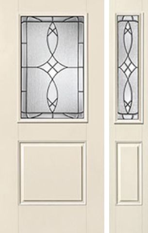 WDMA 46x80 Door (3ft10in by 6ft8in) Exterior Smooth Blackstone Half Lite 1 Panel Star Door 1 Side Half Lite Sidelight 1