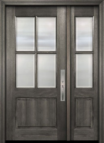 WDMA 46x80 Door (3ft10in by 6ft8in) Exterior Mahogany 80in 4 Lite TDL Large Panel DoorCraft Door /1side w/Bevel IG 1