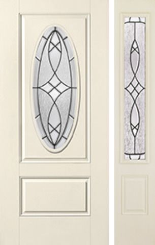 WDMA 46x80 Door (3ft10in by 6ft8in) Exterior Smooth Blackstone 3/4 Captured Oval Lite 1 Panel Star Door 1 Side 1