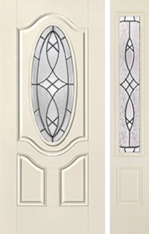 WDMA 46x80 Door (3ft10in by 6ft8in) Exterior Smooth Blackstone 3/4 Deluxe Oval Lite 2 Panel Star Door 1 Side 1