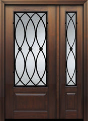 WDMA 46x80 Door (3ft10in by 6ft8in) Exterior Cherry IMPACT | 80in 1 Panel 3/4 Lite La Salle Door /1side 1