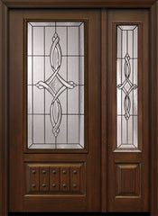 WDMA 46x80 Door (3ft10in by 6ft8in) Exterior Cherry 80in 1 Panel 3/4 Lite Marsais / Walnut Door /1side 1
