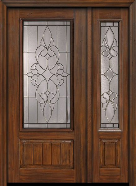 WDMA 46x80 Door (3ft10in by 6ft8in) Exterior Cherry 80in 1 Panel 3/4 Lite Courtlandt / Walnut Door /1side 1